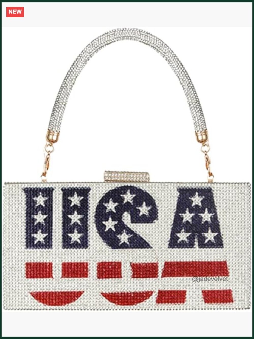 Sequined Rhinestone Clutch Crossbody Purse Evening Bag Sparkly Patriotic Flag